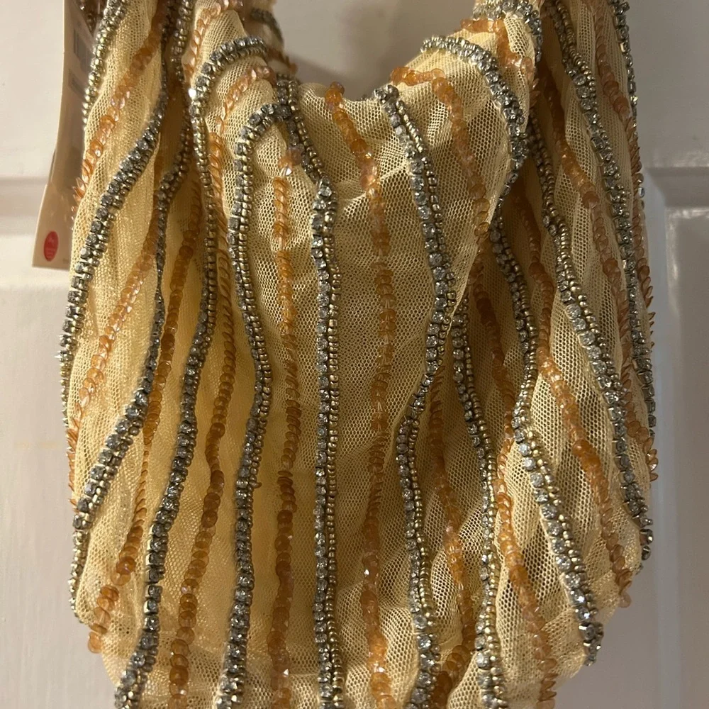 Zara Yellow Beaded Hobo with Tassel - Picture 4 of 4